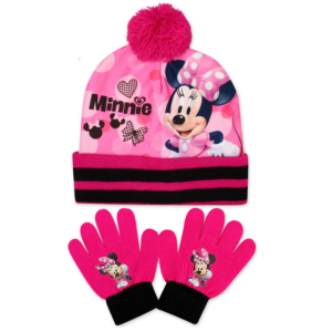 Minnie Mouse Hat & Gloves Set. Girls Disney Minnie Mouse Winter Hat Set Age 3-8 Years