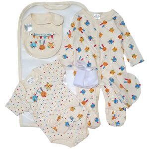 Baby Layette Set 7 Piece Unisex Baby Grow Gift Set Age 0-6 Months