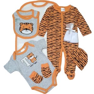 Baby Layette Set 7 Piece Baby Boy Tiger Baby Grow Gift Set Age 0-6 Months