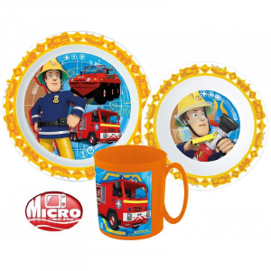 Fireman Sam Dinner Set Kids Fireman Sam 3 Piece Plate, Bowl & Mug Dinner Set