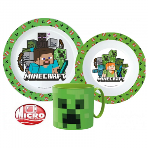 Minecraft Dinner Set Kids Minecraft 3 Piece Plate, Bowl & Mug Dinner Set