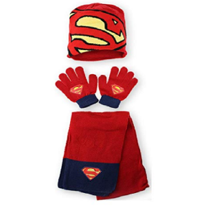 Superman Hat Gloves & Scarf Boys DC Superman Winter Hat Set Age 3-6 Years