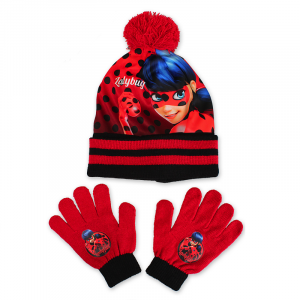 Miraculous Ladybug Hat & Gloves Girls Ladybug Winter 2 Piece Hat Set Age 3-8 Years