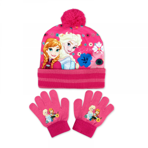 Frozen Hat & Gloves Girls Winter Disney Frozen Pompom Hat & Gloves Set Age 3-7 Years