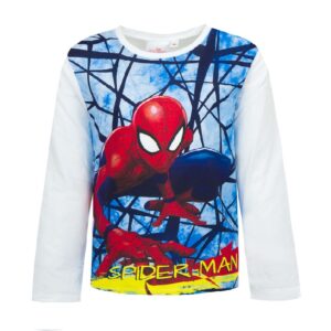 Spiderman T-shirt Boys Spiderman Long Sleeve Cotton Top White