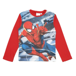 Spiderman T-shirt Boys Spiderman Long Sleeve Cotton Top Red Age 3-8 Years
