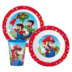 Super Mario Dinner Set Kids Mario 3 Piece Microwavable Dinner Set