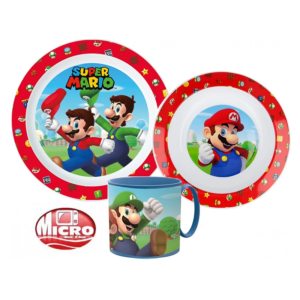Super Mario Dinner Set Kids Mario 3 Piece Microwavable Dinner Set Plate Bowl & Mug