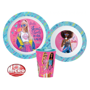 Barbie Dinner Set Girls barbie 3 Piece Plate, Bowl & Cup Set