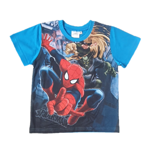 Spiderman T-shirt Boys Blue Spiderman Short Sleeve T-shirt Cotton Age 2-8 Years