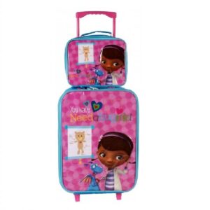 Doc Mc Stuffins Suitcase Set Kids Doc McStuffins 2 Piece Travel Trolley Bag & Lunch Bag Set 40 x 29 x 12 cm