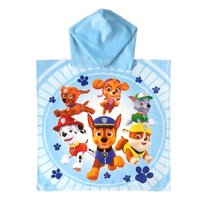 Paw Patrol Poncho Boys Blue Paw Patrol Towel Cotton Poncho Size 50 x 100 cm