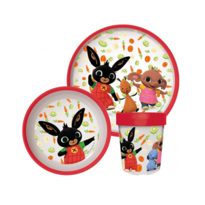 Bing Dinner Set Kids Bing Plate Deep Bowl & Cup Set Non Slip Microwaveable Bing Dinner Set
