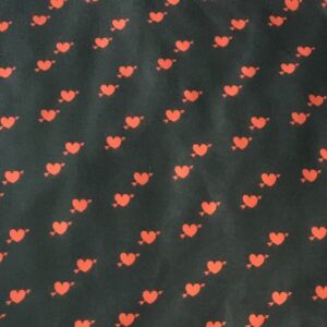 Black Chiffon Fabric Heart Print Black Chiffon Material 58'' Width