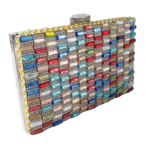 Ladies Diamante Clutch Bag Women's Multicoloured Hard Case Handbag