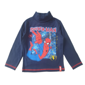 Spiderman Turtle Neck Top Boys Spider-Man Long Sleeve High Neck T-shirt Navy Age 3-8 Years