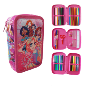 Princess Pencil Case Pink Girls Disney Princess Filled Pencil Case 3 Layers