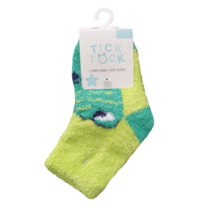 Cosy Baby Socks Baby Boys Fluffy Cosy Socks 2 Pairs In A Pack Size UK 0-5.5, EU 0-22 Green & Blue
