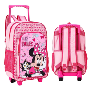 Minnie Mouse Trolley Backpack Girls Disney Minnie Mouse Travel Trolley Bag With Wheels Pink 45 x 29 x 19 cm