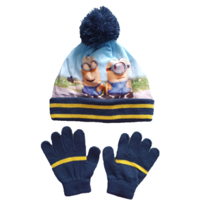 Minions Hat & Gloves Boys Winter Minions Hat & Gloves Set Age 3-8 Years