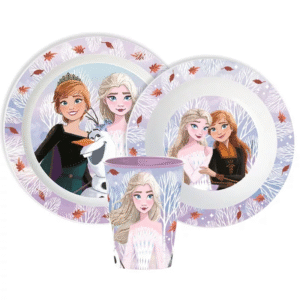 Frozen Dinner Set Girls Autumn Leaves Disney Frozen 3 Piece Dinner Set Plate Cup & Bowl